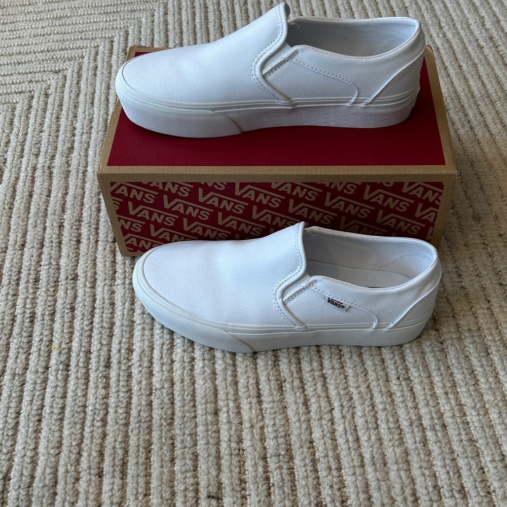 Vans White Slip-On Sneakers
